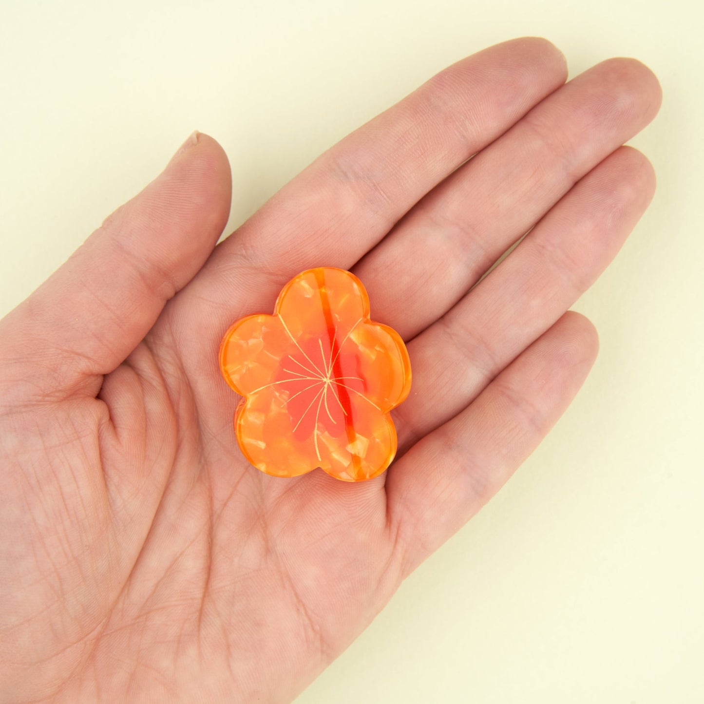 Mini molletta per i capelli - Fiore Arancione