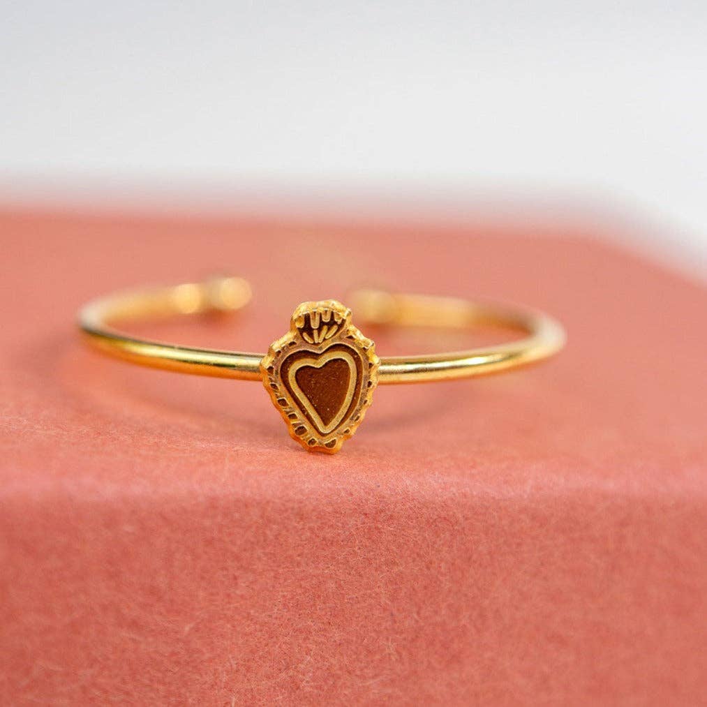 Anello regolabile Ex-voto in ottone placcato oro 24k - made in France: Anello a goccia