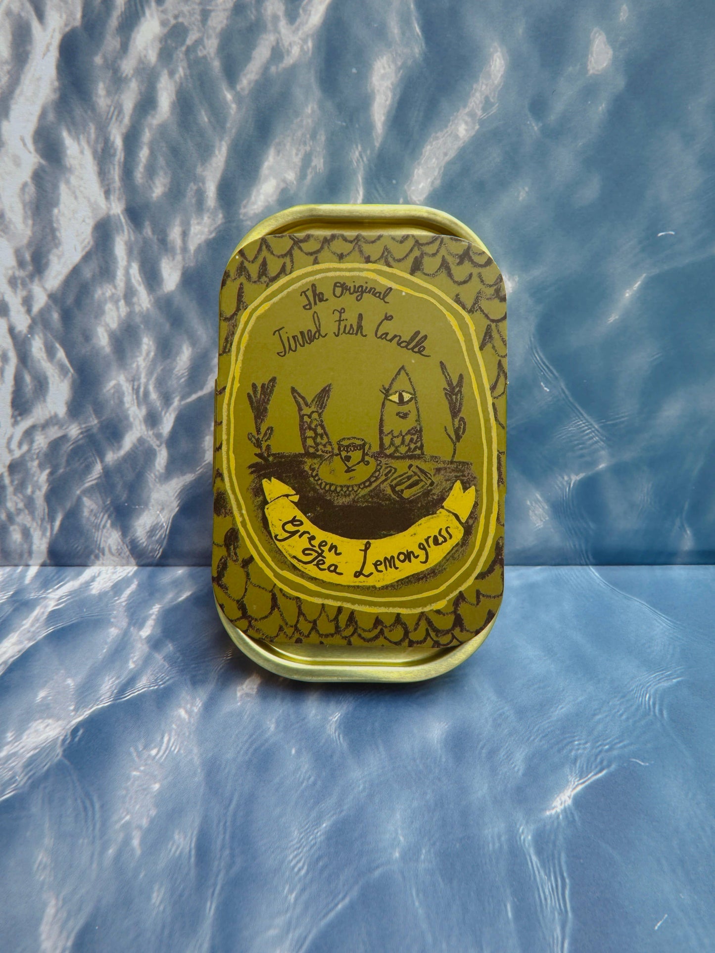 Candela al Pesce in Scatola - Tè Verde e Citronella