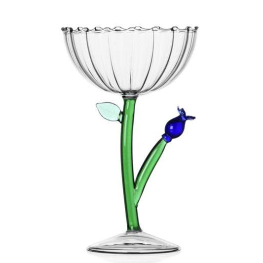 Botanical Goblet - Blue flower champagne cup by Alessandra Baldereschi