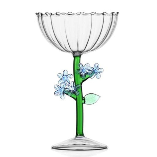 Calice Botanica - Coppa champagne fiore azzurro by Alessandra Baldereschi