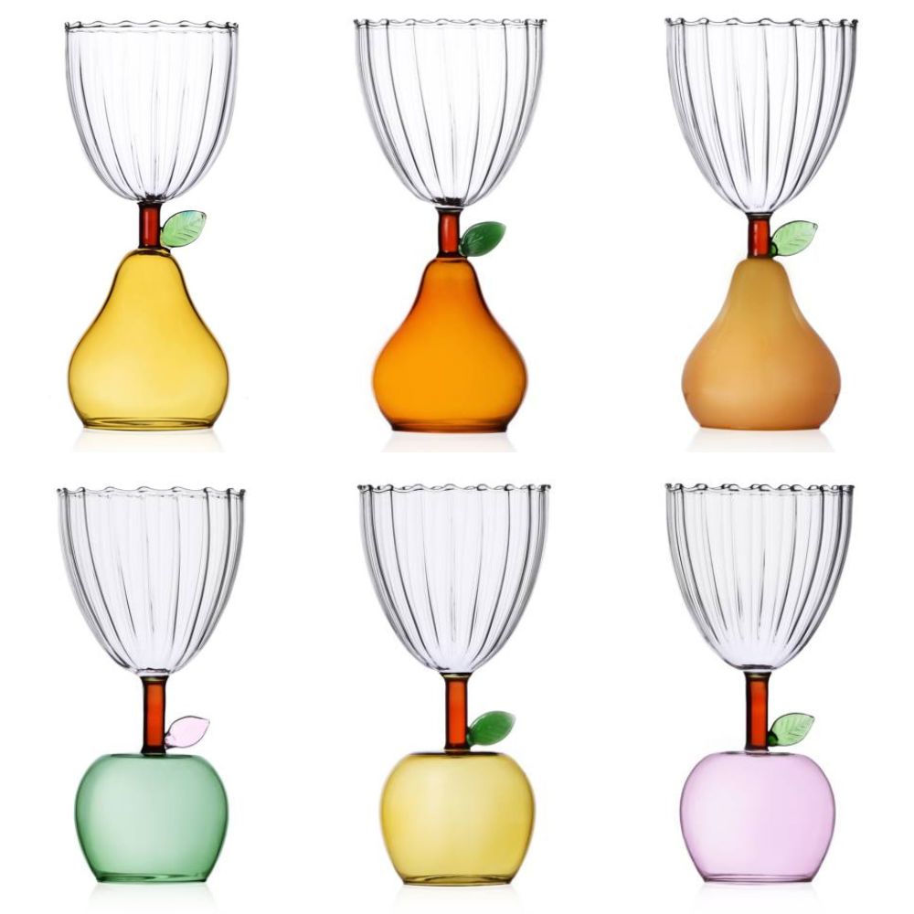 Fruits and Flowers Goblet - Opaque yellow pear goblet by Alessandra Baldereschi
