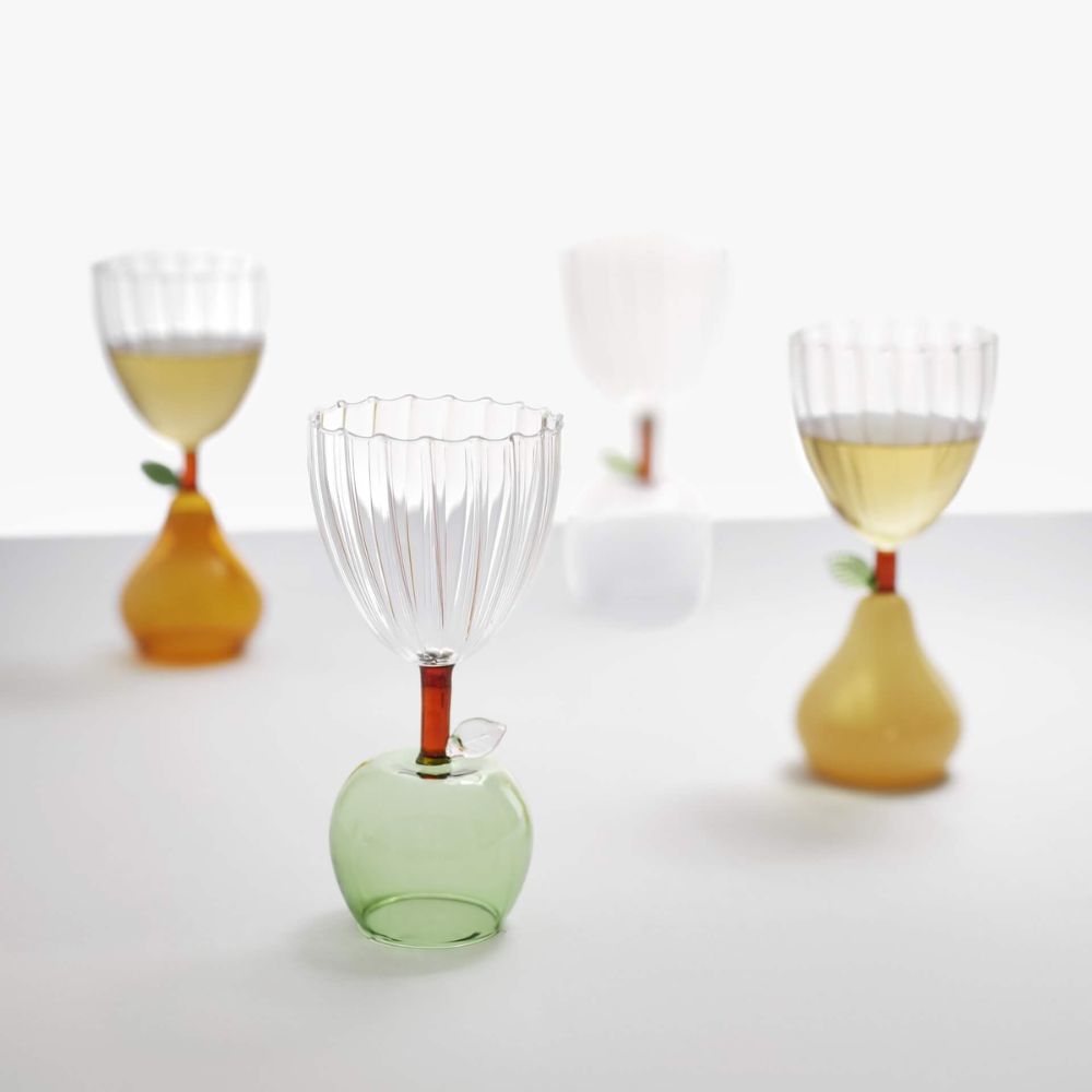 Fruits and Flowers Goblet - Yellow pear goblet by Alessandra Baldereschi