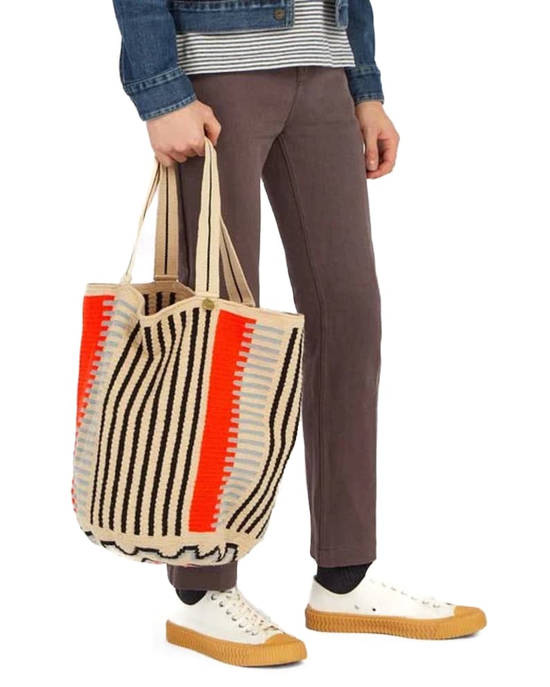 Mochilla Wayuu - TOTE BAG rossa / azzurra / corda