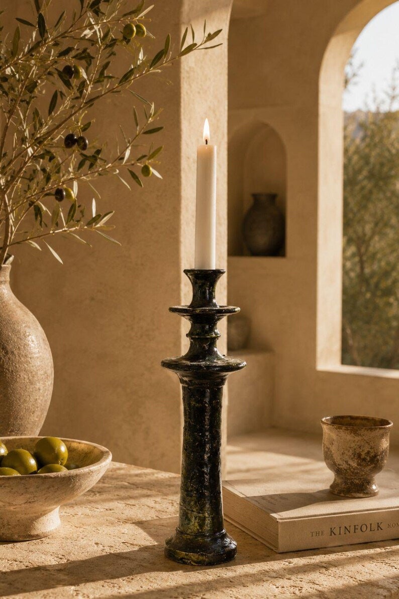 Churros light blue candle holder
