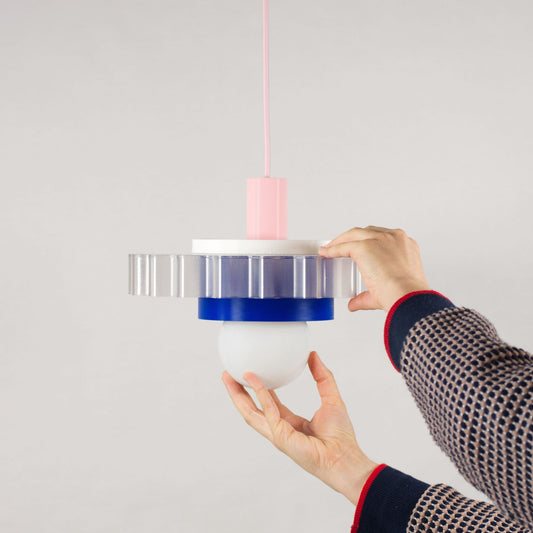 Lampadario Gigi 3 - Blu e Rosa