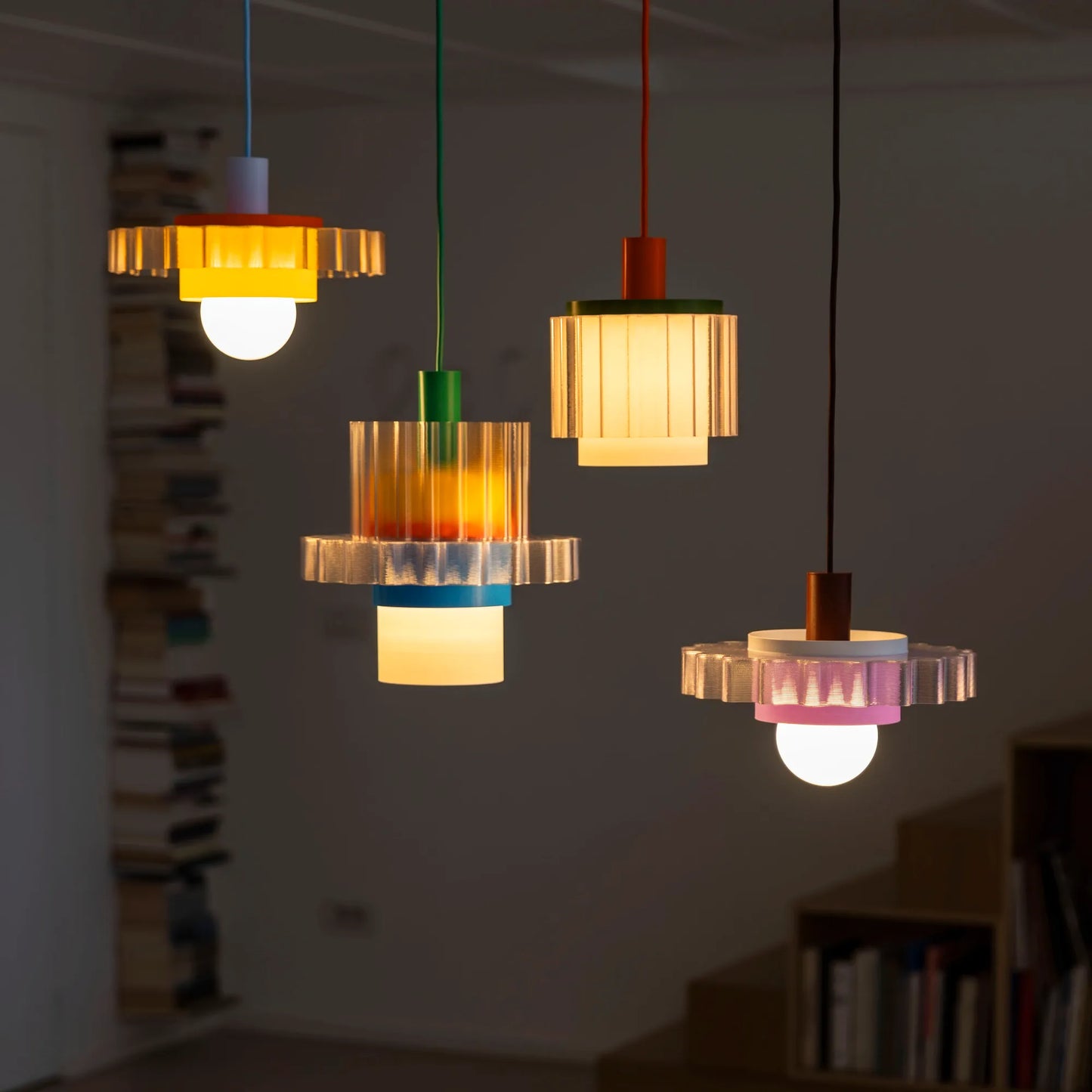 Lampadario Gigi 4 - Rosa Verde Giallo